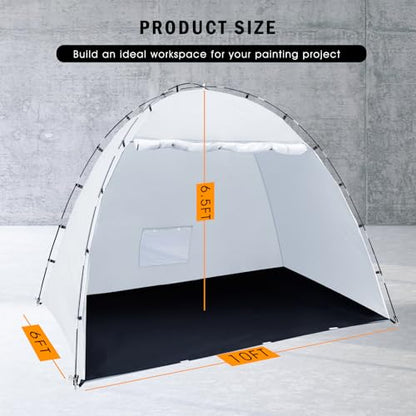 Siebwin 10x6x6.5ft Spray Paint Tent, Mesh Screen & Windproof Hooks, White - color: White, size: 10 ft x 6 ft x 6.5 ft