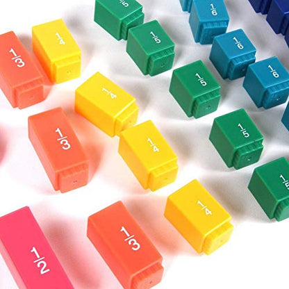 hand2mind Rainbow Fraction Tower Cubes, Montessori Math Materials, Fraction Manipulatives, Unit Fraction, Fraction Cubes, Math Manipulatives for Elementary School, Homeschool Supplies (15 Sets) - style: Linking Cubes