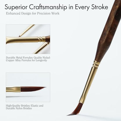 Artify Extreme Detail Paint Brushes Professional, 20pcs Ultra-Fine & Multipe Specialty Brushes for Miniature, Illustration & Craft Painting, Precision Paint Brush Set with High-End Handbag