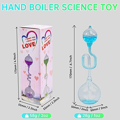 Hand Boiler,Glass Hand Boilers Toy, Science Energy Transfer, Children Science Experiment, Thermometer Spiral Glass Energy Museum Toy Gifts （4 Pcs）