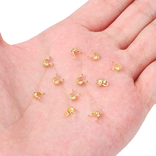 BEADIA 14K Gold Plated End Caps Non Tarnish 3x6mm 200pcs for Jewelry Making Findings - color: End Caps 14K Gold, size: 3x6mm