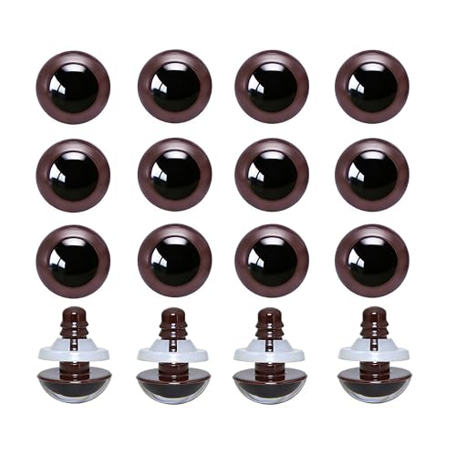 BESTCYC 100pcs 15mm Brown Plastic Safety Eyes Craft Eyes with Washers for Amigurumi Dolls Plush Animals DIY Craft Lovers Doll Makers Crochet Craft Supplies - color: Brown, size: 15mm