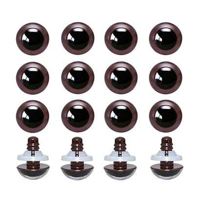 BESTCYC 100pcs 15mm Brown Plastic Safety Eyes Craft Eyes with Washers for Amigurumi Dolls Plush Animals DIY Craft Lovers Doll Makers Crochet Craft Supplies - color: Brown, size: 15mm