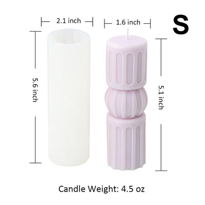 Geometric Striped Hourglass Pillar Silicone Soap Resin Candle Mold Decor S - size: Thicker Stripe S