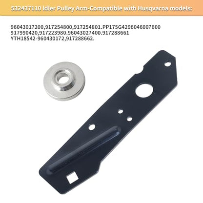 532437110 437110 Idler Pulley Arm & 532199471 & 532199478 Brake Arm LH/RH Kit - Compatible with Husqvarna/Craftsman Lawn Tractors, with 532199092 Spacer, Fits 917288663,250180, LTH 1538, YT16542T