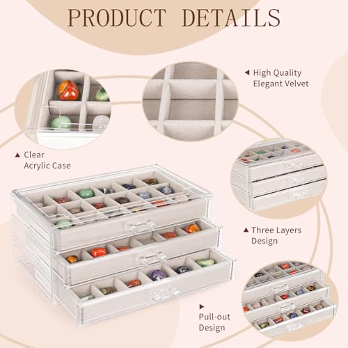 Bfttlity Acrylic Rock Display Case, 54 Grids Rock Collection Box for Kids - size: 54 Grids