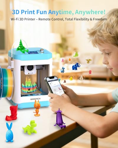 Fully Assembled Mini 3D Printer for Kids & Beginners with WiFi- Complete Starter Kit with Auto Leveling 3D Printer, 1 Roll of Filament, and SD Card, High-Speed, Fully Open Source, for Home & School - size: Mini M1S