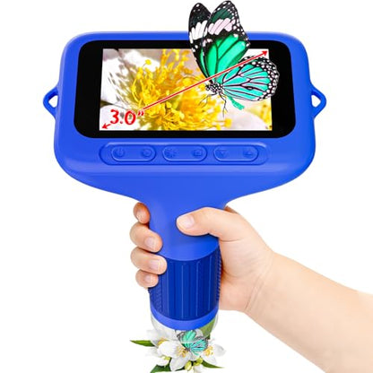 SKYBASIC Digital Microscope for Kids, 3" Screen 1000X Handheld Microscope HD Pocket Portable Microscopes Camera, Science Edu Fun Toys for Ages 4-12 Children Students Boys Girls -Blue - color: 3"-Blue