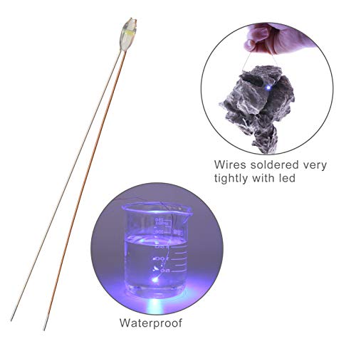 Evemodel 30pcs Pre-Wired Micro Litz Wire Bule 0603 SMD LED Light 7.8'' Wire Resin Cover Waterproof CD0603B - color: Blue