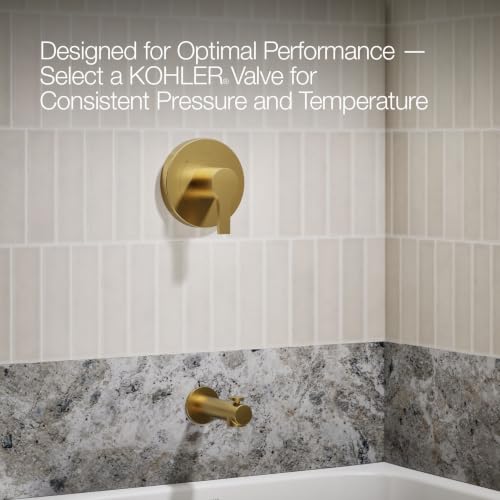 KOHLER TS35322-4G-2MB, Elate Rite-Temp Tub and Shower Trim with Single Function 1.75 GPM Showerhead, Vibrant Brushed Moderne Brass, Efficient Tub and Shower Combo, Finish - color: Vibrant Brushed Moderne Brass, size: 1.75 GPM