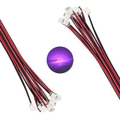 DiCUNO 20pcs Pre-Wired SMD 0805 Light Emitting Diodes, 6.3" Wire, Color: UV - color: UV
