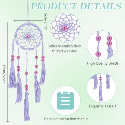 INFUNLY 15PCS DIY Small Dream Catcher Kits for Beginners Handmade Dreamcatcher Kit for Starters DIY Mini Hanging Ornament Making Kit for Bedroom Car Mirror Keychain Bag Bohemian Decoration Craft Gift - style: Bohemian
