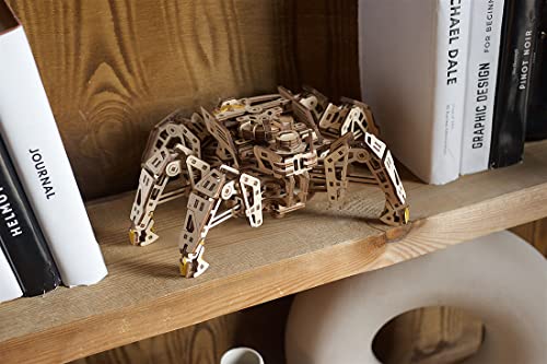 UGEARS Hexapod Explorer 3D Puzzle - Walking Robot Wooden Model Kits for Adults to Build - Self-Propelled 6-Legged Mechanical Crawler Craft Kit - 3D Wooden Puzzles for Adults