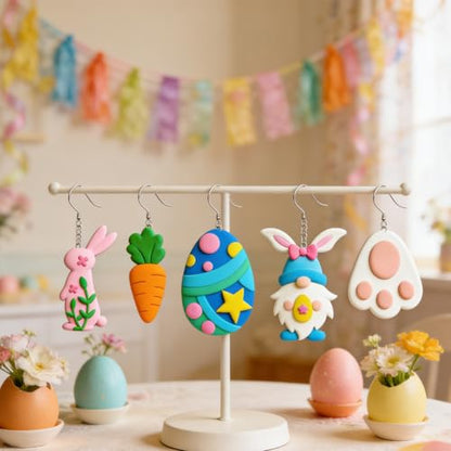 17Pcs Rabbit Polymer Clay Cutters Carrot Flower Polymer Cutter for Clay Earrings Making Festival Jewelry DIY - color: Easter
