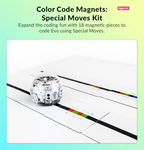 Ozobot Color Code Magnets Special Moves Kit, Interactive Coding Learning Tool for Kids Ages 3+,Enhances Logic & Problem Solving Skills,18 Tiles,Evo & Color Codes Magnets Base Kit Required Not Included - style: Color Code Magnets - Special Moves Kit (18 Ti