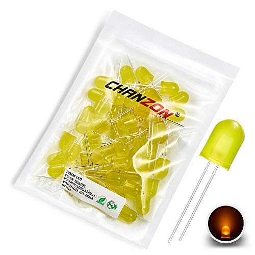 CHANZON 50 pcs 10mm Yellow Diffused LED Diode Lights (DC 2V 20mA) - color: I) Yellow-yellow (50pcs)