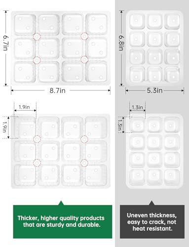 Seed Starter Tray Medium Size 4 Packs, Seed Starter Kit with Upgraded 24 Full Spectrum LEDs, Adjustable Brightness and Timer, with Drainage Holes, Tools and Labels for Indoor Plant Growing - size: M×4 without heat mat