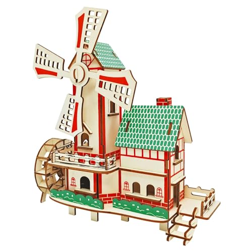 Log Cabin 3D Wooden House Puzzle,DIY Mini Building Model Kit，015 - color: 015