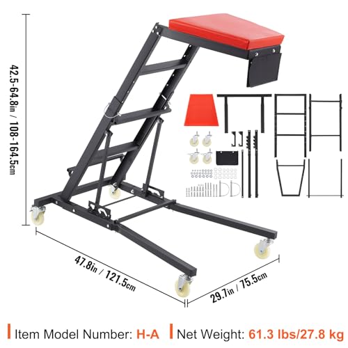 VEVOR Top Automotive Creeper, Engine Creeper 42.5"-64.8", 400 LBS Capacity High Top Creeper, 4 Swivel Caster Wheels, Padded Deck, Creeper for Home Garage, Workshop Repair Maintenance - size: 48-64 inch, style: H