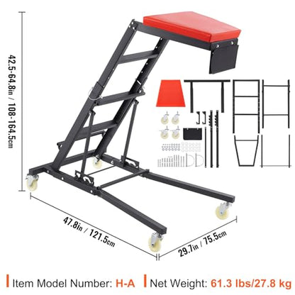 VEVOR Top Automotive Creeper, Engine Creeper 42.5"-64.8", 400 LBS Capacity High Top Creeper, 4 Swivel Caster Wheels, Padded Deck, Creeper for Home Garage, Workshop Repair Maintenance - size: 48-64 inch, style: H