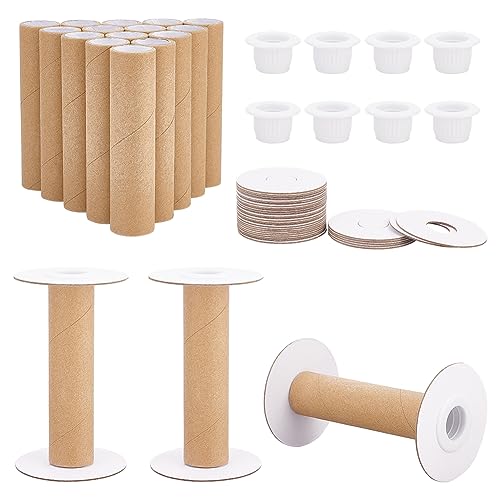 PH PandaHall 16 Sets Empty Paper Thread Spools, Wire Weaving Bobbins Paper Sewing Spools Detachable Thread Ribbon Holder for Yarn Cord Embroidery Sewing DIY Arts Crafts, 99mm/3.9" - size: 99mm/3.9"