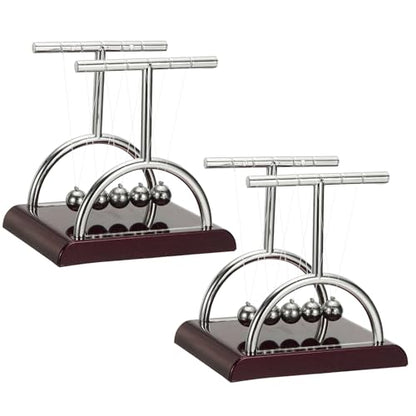 PATIKIL 2 Pack Newtons Cradle, Newton's Cradle Pendulum 5 Balance Balls Desk Toys Gravity Ball Cool Funny for Physics Toys Adults Science Men Office Desk Decor Home Gift, T-Shaped, M - size: Medium