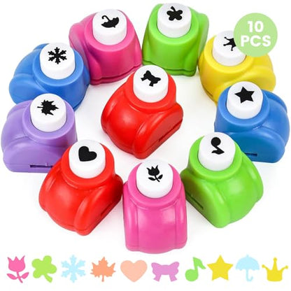 LOVEINUSA 10Pack Shape Paper Hole Punch Craft Set, Scrapbook Supplies - style: multicolored