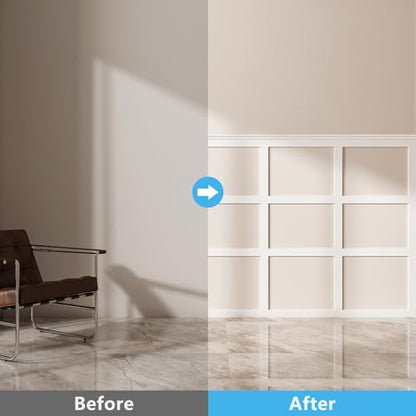 Art3d Pre-Cut Board and Batten Wainscoting Panel, Covers 10 ft, White - color: White - Style 3