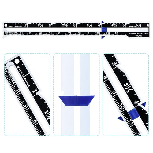 3Pcs Sewing Gauge,Sewing Measuring Tools with Sliding Marker Seam Guide Ruler Include 5-in-1 Hem Gauge Ruler and Metal Sewing Ruler for Knitting Crafting Sewings Hemming Quilting Crafting
