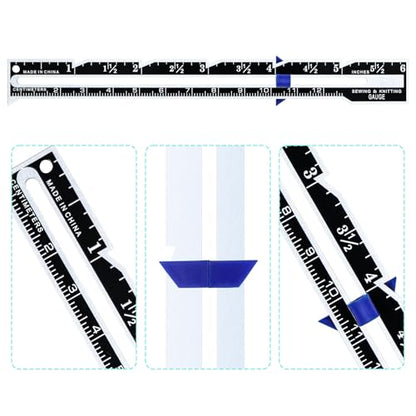 3Pcs Sewing Gauge,Sewing Measuring Tools with Sliding Marker Seam Guide Ruler Include 5-in-1 Hem Gauge Ruler and Metal Sewing Ruler for Knitting Crafting Sewings Hemming Quilting Crafting