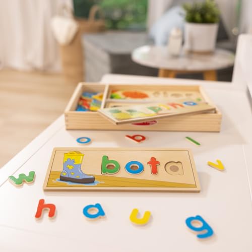 Melissa & Doug Spanish See & Spell Educational Language Learning Toy - FSC-Certified Materials - size: 13.9 x 9.2 x 1.75, style: Spanish