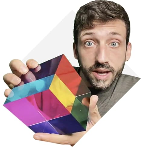 CMY Cubes Original Mega (95mm) - Cyan, Magenta & Yellow Cube - Optical Color Cube - Teaches Subtractive Color Mixing - Educational, Scientific, Physics & Kinetic Art Desk Object, STEAM