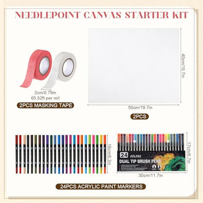Frienda 28 Pcs Needlepoint Canvas 14 Mesh, 2 Sheets 16x20 Inch White - style: 14 Mesh