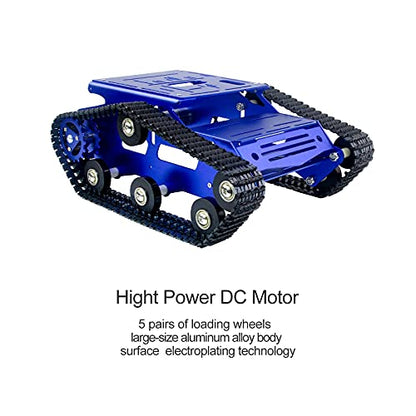 Smart Robot Car Chassis Kit Aluminum Alloy Big Tank Chassis with 2WD Motors for Jetson Nano/Raspberry Pi/Arduino DIY STEM Education Projects and ROS Research (Blue, with DC Motor) - color: Blue