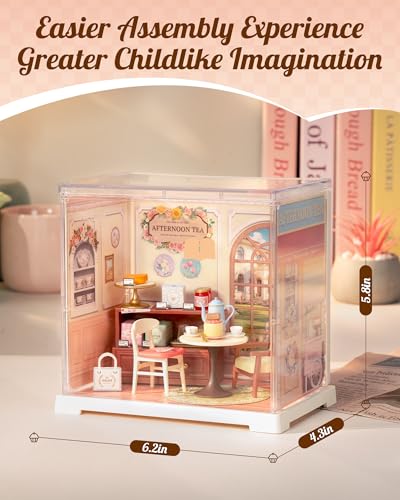 Rolife Super Creator Mini Series Tea-Break, DIY Plastic Miniature Kits Retail Store Series, Mini Model House Building Set for Teens Aged 14+, DIY Crafts/Hobbies for Adults (Honey Tea Lounge) - style: Honey Tea Lounge