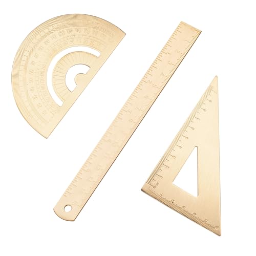 Utoolmart Brass Ruler Set - 180 Protractor, 5.9-inch Straight Ruler, Measuring Tool for Drafting, Drawing, Math & Geometry - size: 1 set