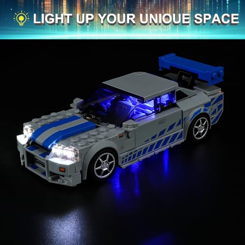LED Light Kit for Lego Speed Champions Fast & Furious Nissan Skyline GT-R (R34) Toy Car Set, Blue Underglow Lights Compatible with Lego 76917 Set (Not Include Blocks Set) - style: 76917
