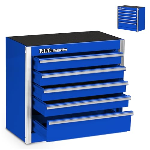 P.I.T. Mini Tool Box,Small Metal Toolbox Organizer with 5 Drawers,Blue - color: Blue, size: 5-Drawer