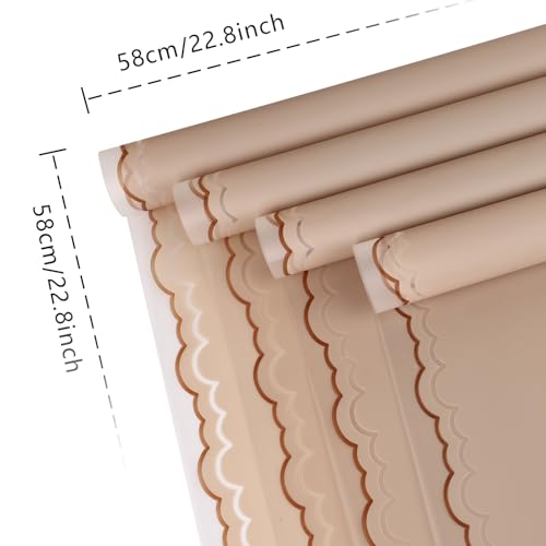 FUHITIM 20 Sheets Flower Wrapping Paper(Khaki) - color: Khaki (Wave Edge)