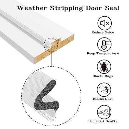 Door Jamb Frame Kit with Weatherstrip, Pine Wood, Primed, Pre-Installed Hinges, Handle Included, 81.65 in x 4.57in x 1.18 in (Right Handed) - color: Sliver Hardware-Right Handed