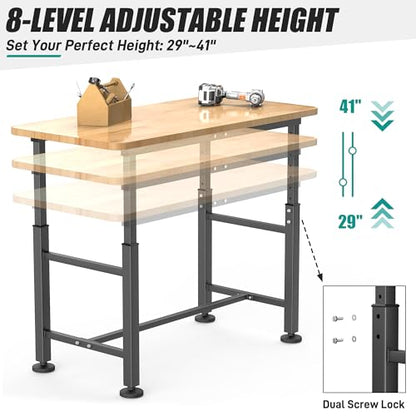EVERHANGER Workbench for Garage, Heavy Duty Adjustable Height Work Table - size: Large