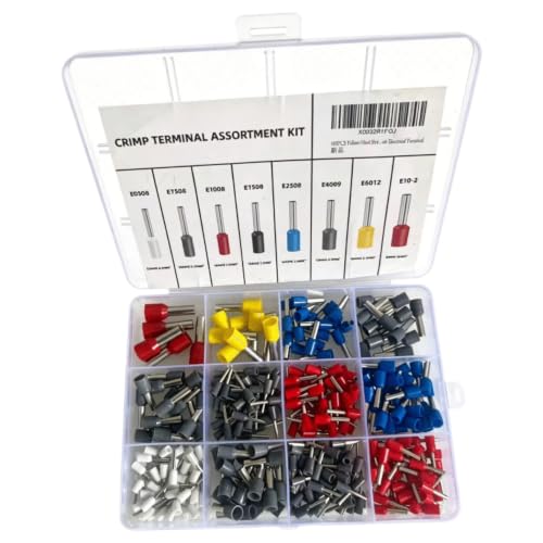 Ferrules Wire Connectors Kit, Tinned Copper Insulated Cord End Terminals,Electrical Crimp Pin Terminals Set AWG 22-8 Crimp Terminal Assortment KIT - style: 200 PCS