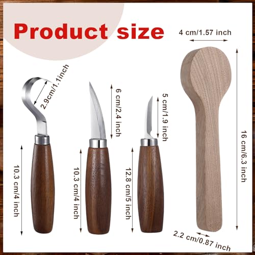Gisafai 15 Pcs Spoon Carving Kit, Wood Whittling Kit, Spoon Blank and Knife