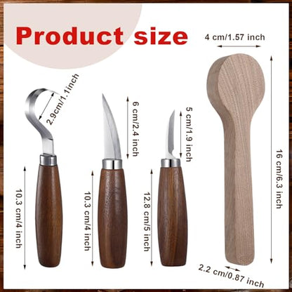 Gisafai 15 Pcs Spoon Carving Kit, Wood Whittling Kit, Spoon Blank and Knife