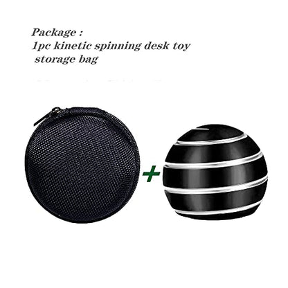 Kinetic Desk Toys， Full Body Optical Illusion Spinner Ball， Large Longer Time Spinning Top, Ideal for Parties, Holidays, classrooms or for use as Office Toys-with Storage Bag