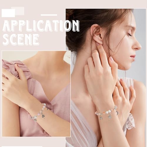 SUNNYCLUE 1 Box 280pcs DIY 6 Sets Glass Bead Bracelet Making Kit Dancer Charms Ballet Dance Bowknots Moon Light Sea Green Electroplate Butterfly Bead With Silver Heart Frame For Jewelry Making Starter - style: Dance 3