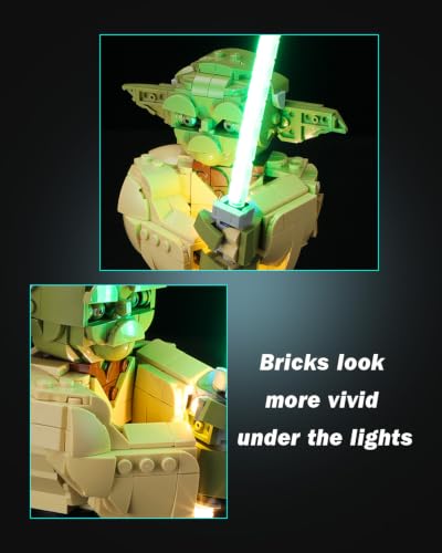 LED Lighting Set Compatible with Lego Yoda Bust 75438 Set, DIY Light Up Kit for 75438 Building Blocks Model (Building Sets Not Included) - style: 75438 Yoda Bust Set