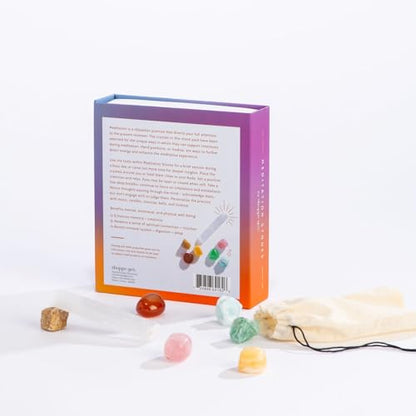 Crystal Collection Meditation Stones Set with Rose Quartz, Blue Calcite, Yellow Jade, Sandstone, Carnelian, Natural Selenite Wand, Set of 7 - color: Meditation