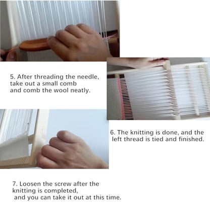 Wooden Craft Weaving Loom Kit, DIY Hand-Knitting Weaving Machine Tapestry Looms with Stick Bar, Large Weaving Frame to Handcraft Art for Beginners Experts, 10 by 15.7 Inch
