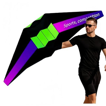 118.1-inch Giant Box Kite Adult Size Kite with Tassel Tail and 300-foot Flying Line | Perfect for Beach and Park Fun | Ideal - color: Black, green, and pink